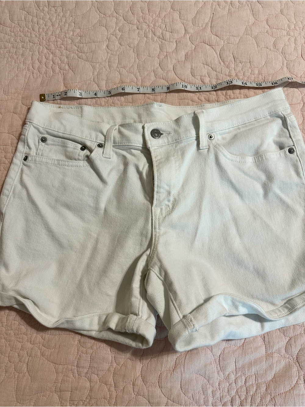 Levi's White Women's Denim Shorts - Rolled Hem